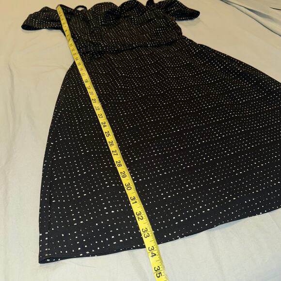 Banana Republic Women's Swing Dress Off Shoulder Sleeves Size 4 Black Polka Dot - Picture 4 of 9